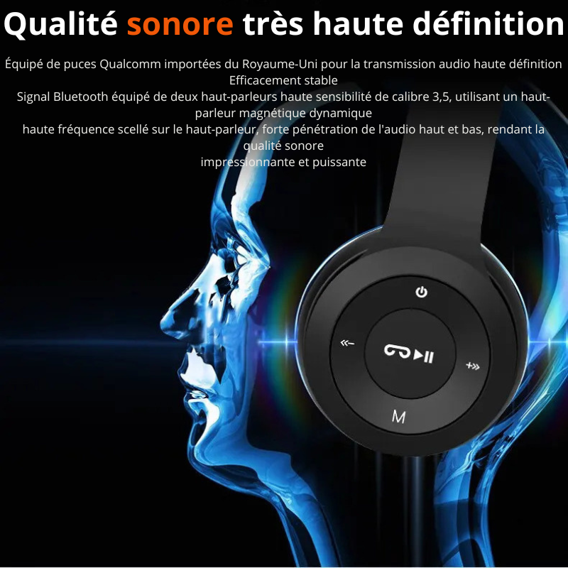 Casque bluetooth sans fil audio stéréo écouteurs portables – Image 2