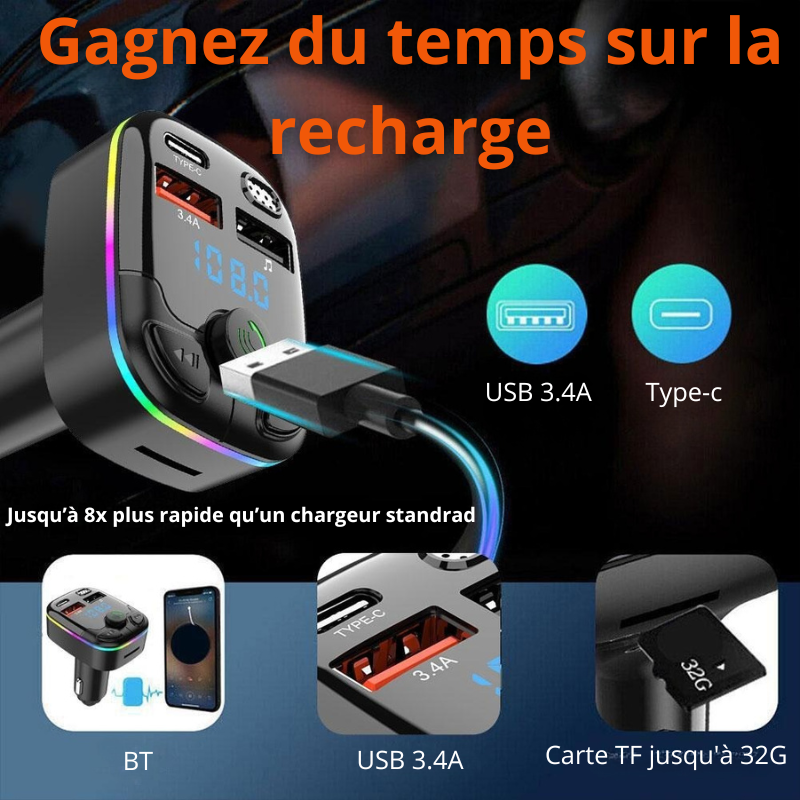 Transmetteur FM bluetooth pour voiture kit main libre – Image 4