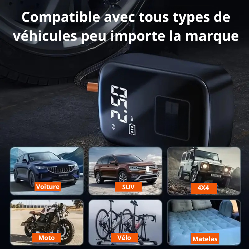 Compresseur d'air électrique portatif pour voiture moto vélo – Image 2
