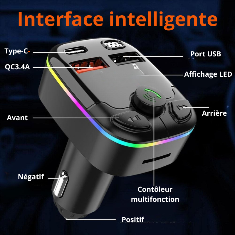 Transmetteur FM bluetooth pour voiture kit main libre – Image 6