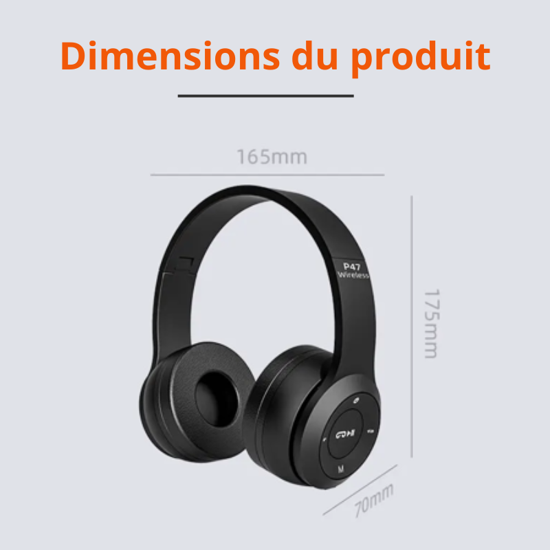 Casque bluetooth sans fil audio stéréo écouteurs portables – Image 4