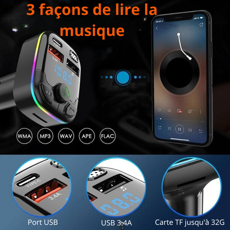 Transmetteur FM bluetooth pour voiture kit main libre – Image 7