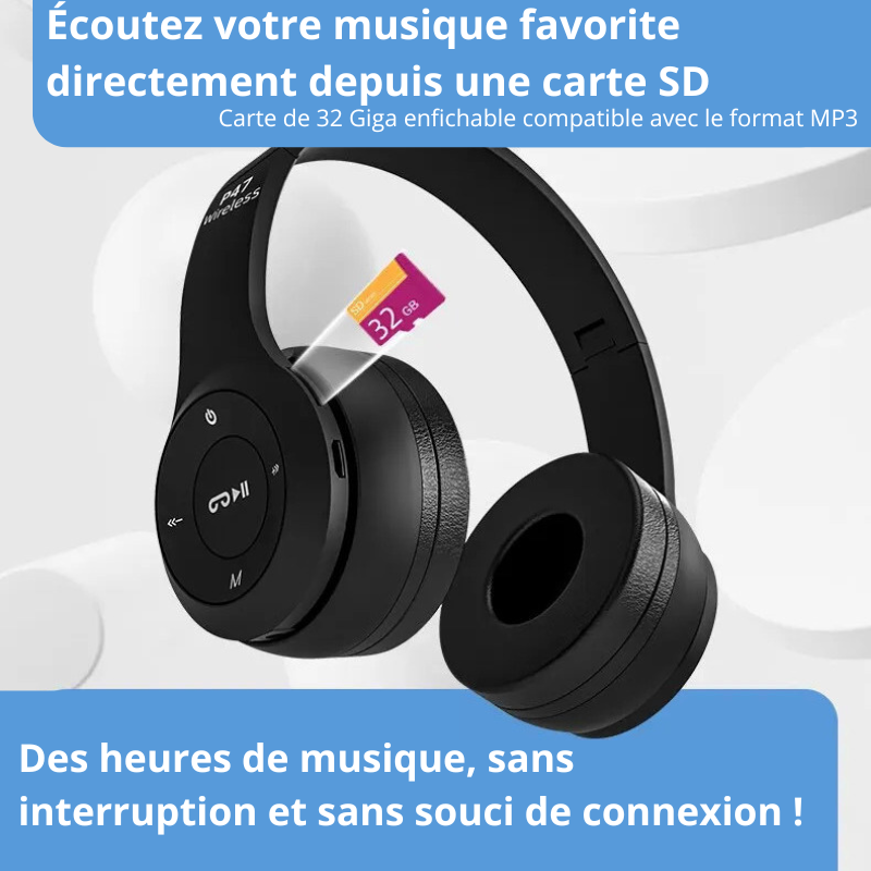 Casque bluetooth sans fil audio stéréo écouteurs portables – Image 6