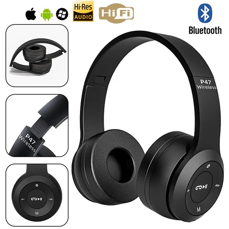Casque bluetooth sans fil audio stéréo écouteurs portables – Image 9