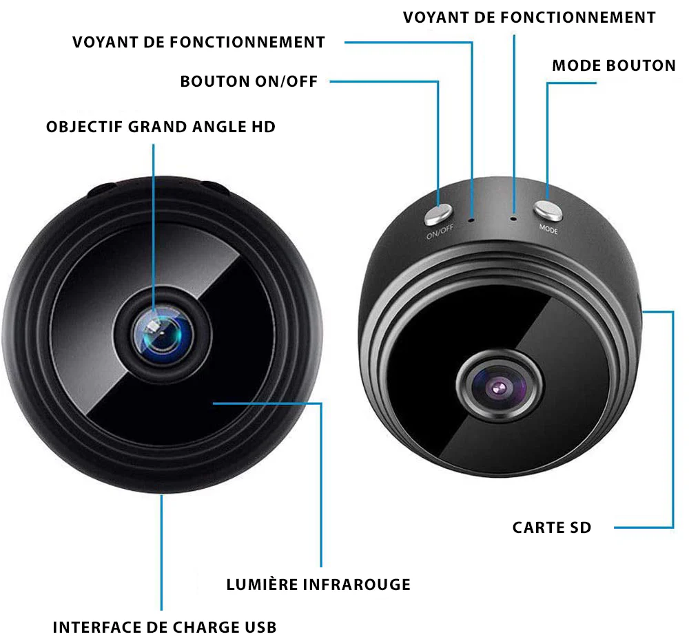 Détails précisés de la mini caméra espion A9