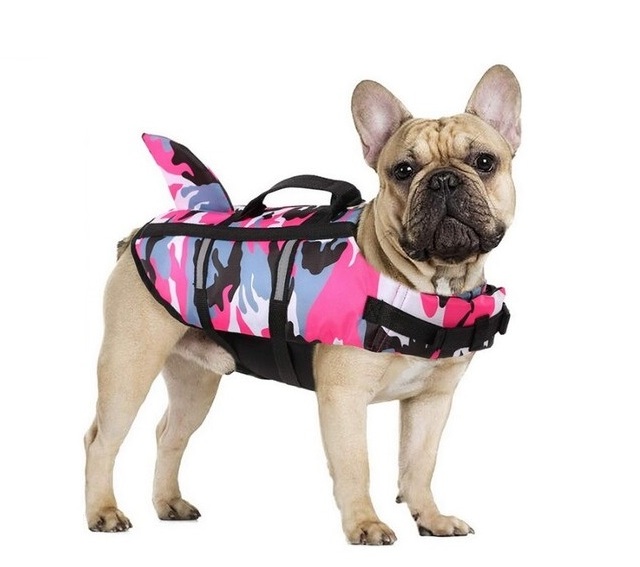 Gilet de sauvetage pour chien harnais sécurité style camouflage rose ou bleu – Image 2