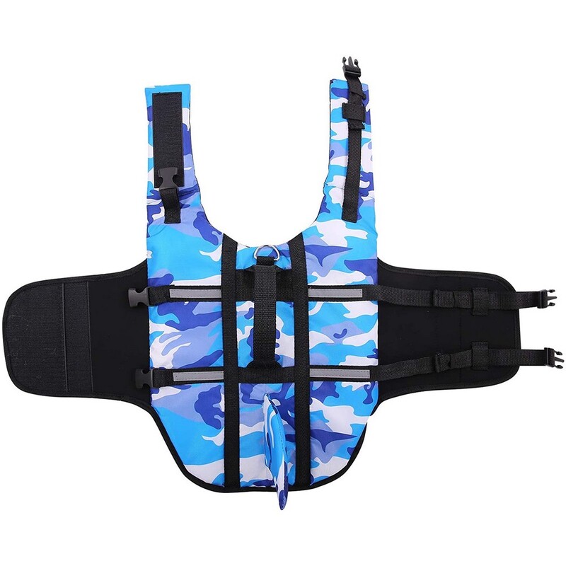 Gilet de sauvetage pour chien harnais sécurité style camouflage rose ou bleu – Image 3