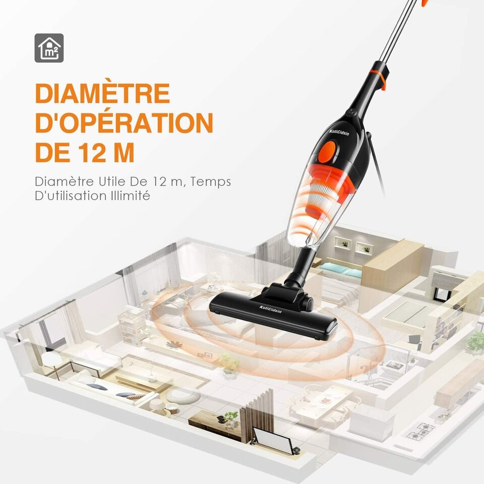 Aspirateur balai avec fil sans sac 2 en 1 filtration hepa 800W – Image 8