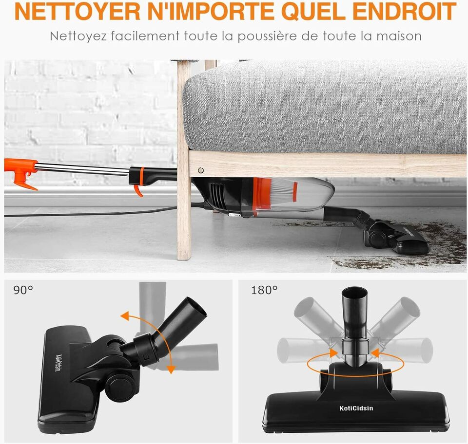Aspirateur balai avec fil sans sac 2 en 1 filtration hepa 800W – Image 6